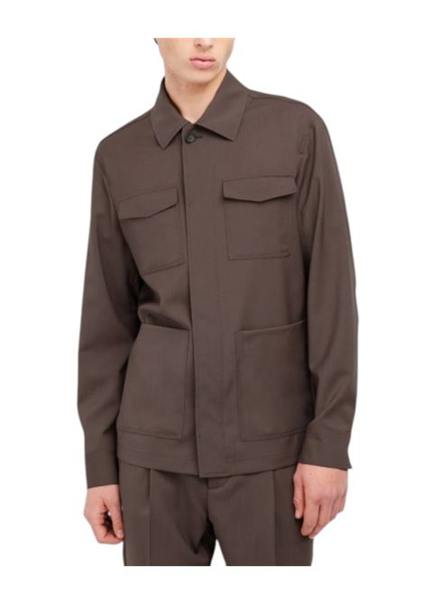 Overshirt fresco di lana stretch marrone MANUEL RITZ | Giacche | 4032G2458 26000029